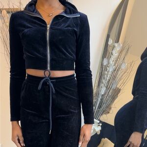 Chic Black Velvet Two-Piece Set